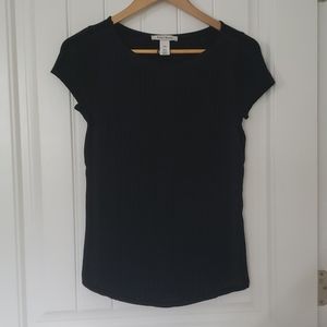WHBM Black Pleated Tee